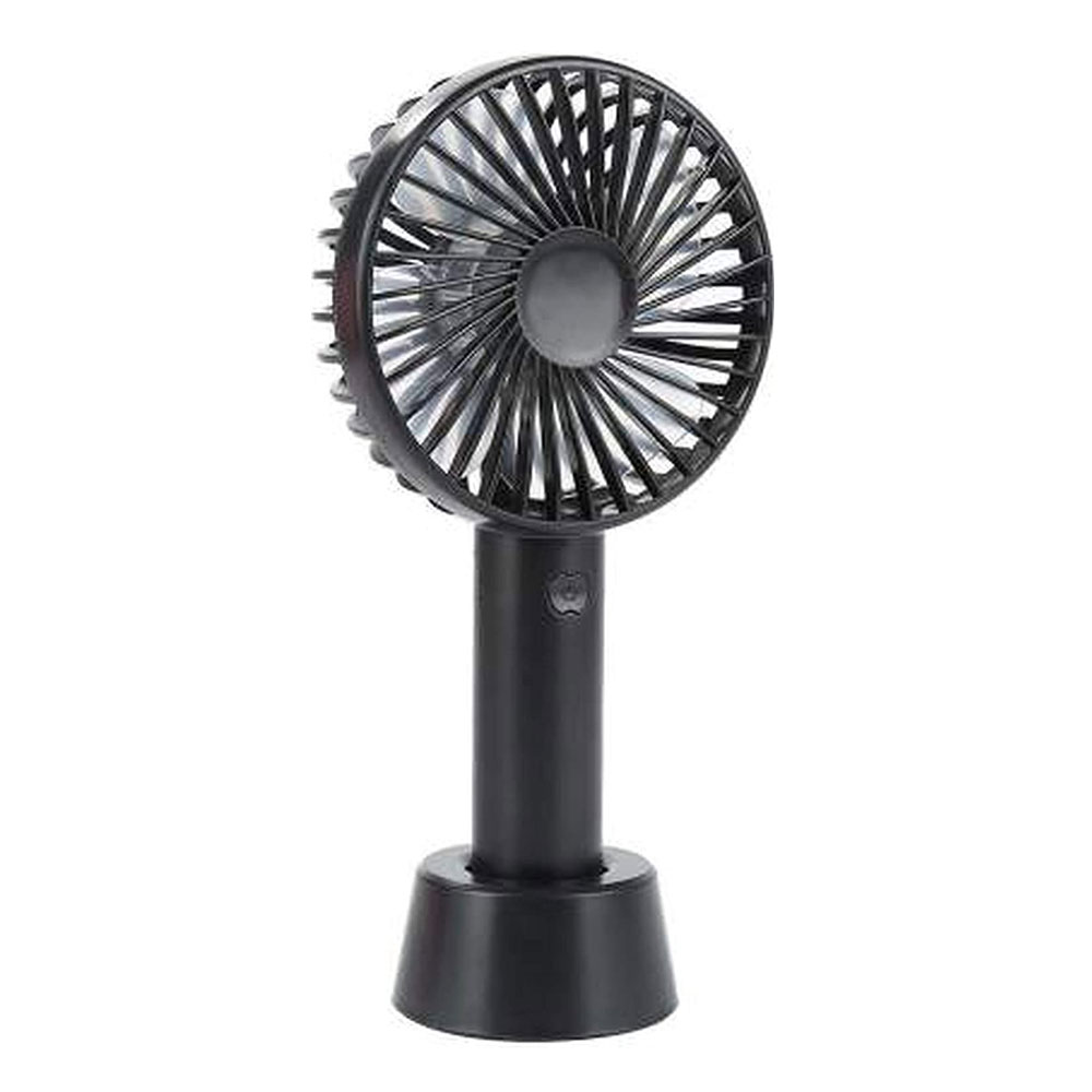 Portable USB Rechargeable Handheld 3 Speed Strong Wind Electric Small Mini Cooling Fan (Black)